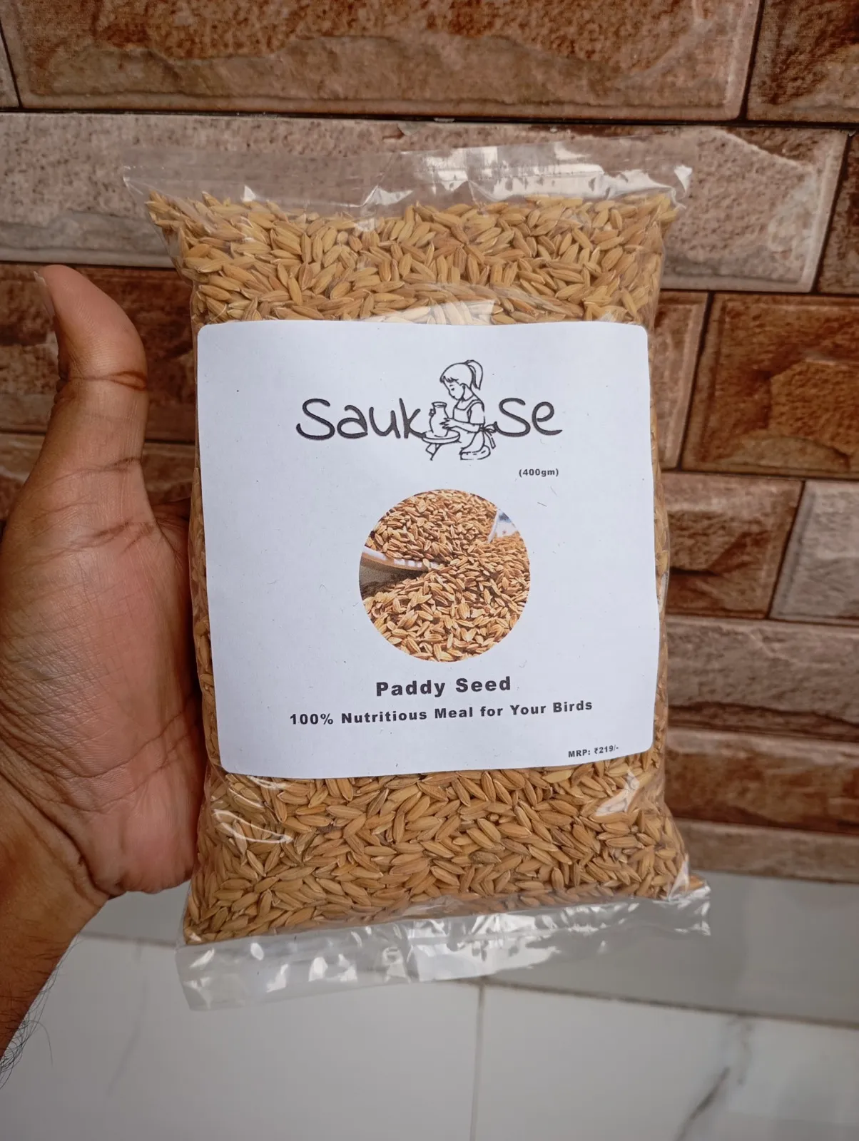 Organic Paddy Seed Bird Food - 400g High-Quality Nutrition For Parrots Finches And More