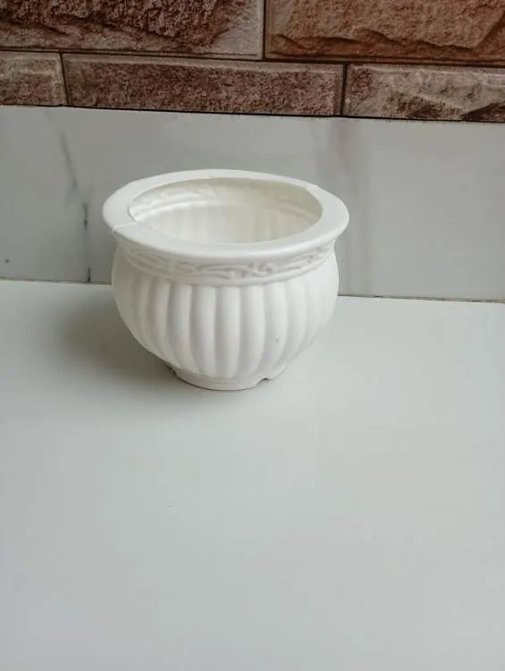 Small White Round Plastic Flower Pot